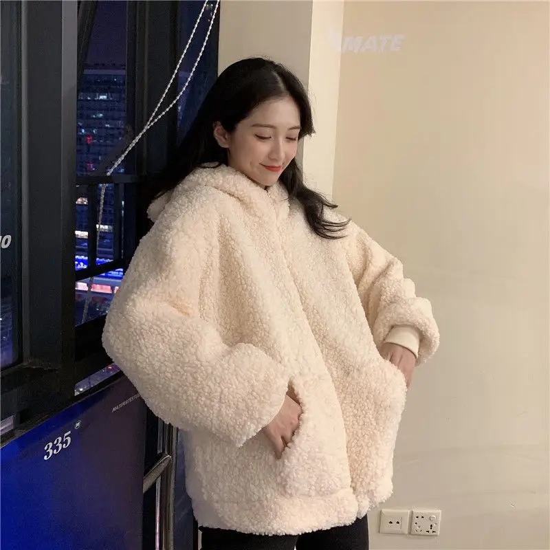Korean Hooded Jacket 300g Wool Winter Coat Solid Cream — feature 19