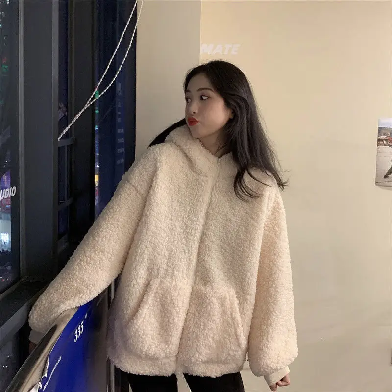 Korean Hooded Jacket 300g Wool Winter Coat Solid Cream — feature 20