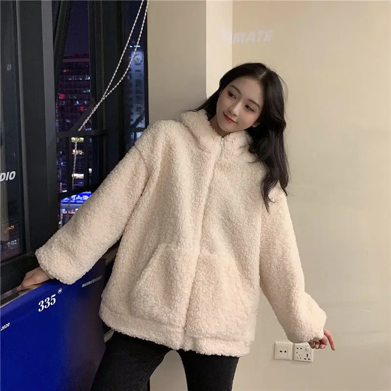 Korean Hooded Jacket 300g Wool Winter Coat Solid Cream — feature 21