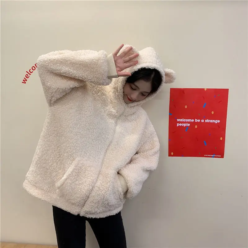Korean Hooded Jacket 300g Wool Winter Coat Solid Cream — feature 22