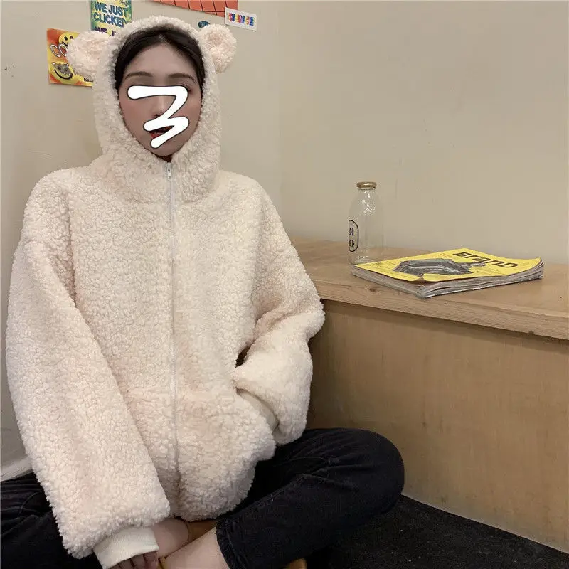 Korean Hooded Jacket 300g Wool Winter Coat Solid Cream — feature 25
