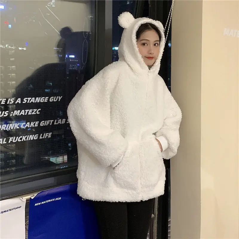 Korean Hooded Jacket 300g Wool Winter Coat Solid Cream — feature 27