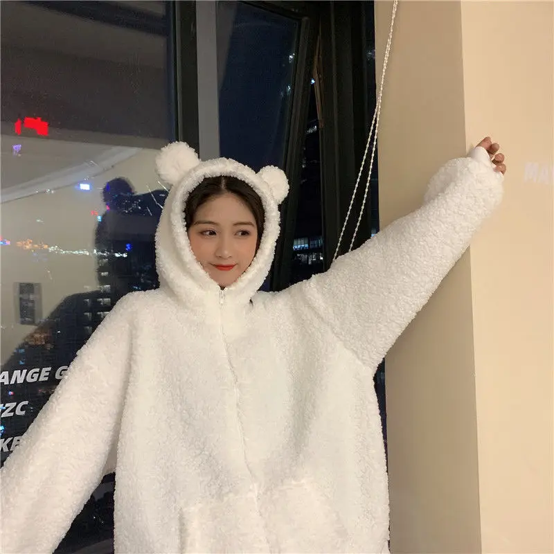 Korean Hooded Jacket 300g Wool Winter Coat Solid Cream — feature 29