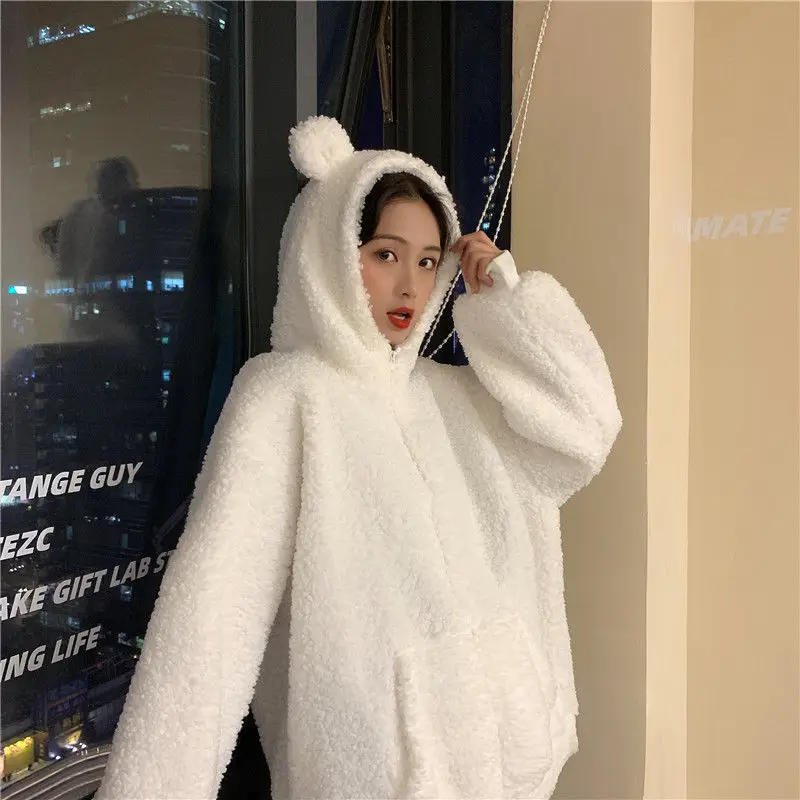 Korean Hooded Jacket 300g Wool Winter Coat Solid Cream — feature 30