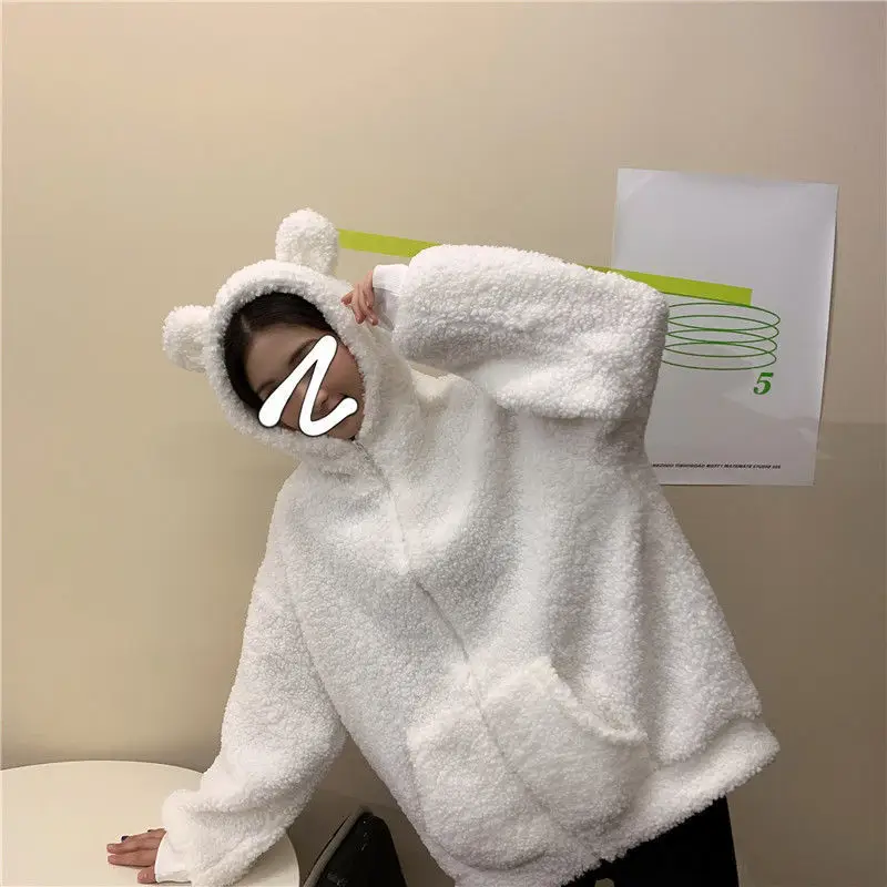 Korean Hooded Jacket 300g Wool Winter Coat Solid Cream — feature 32