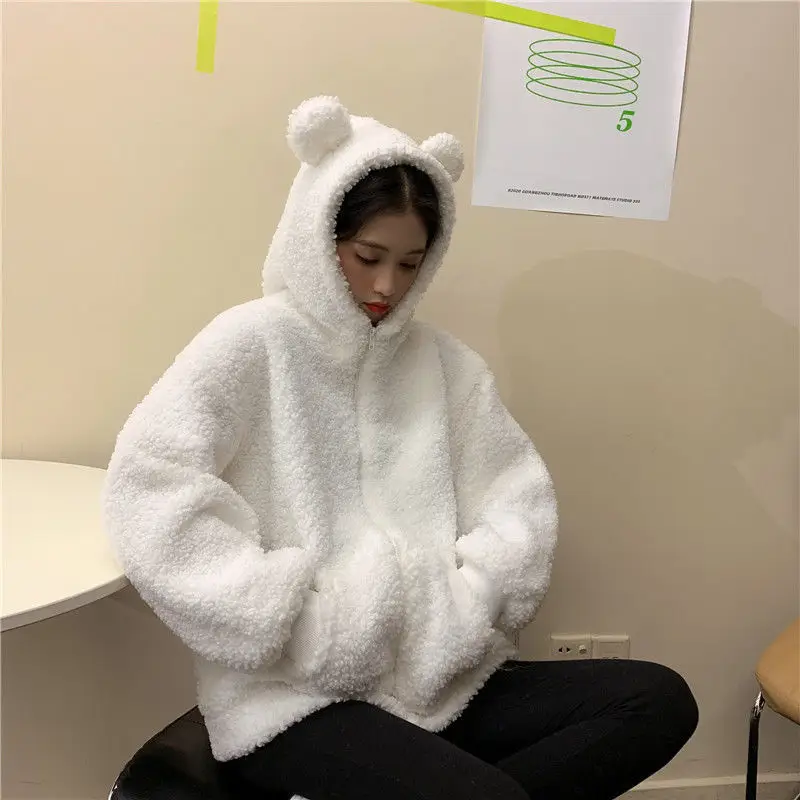 Korean Hooded Jacket 300g Wool Winter Coat Solid Cream — feature 36