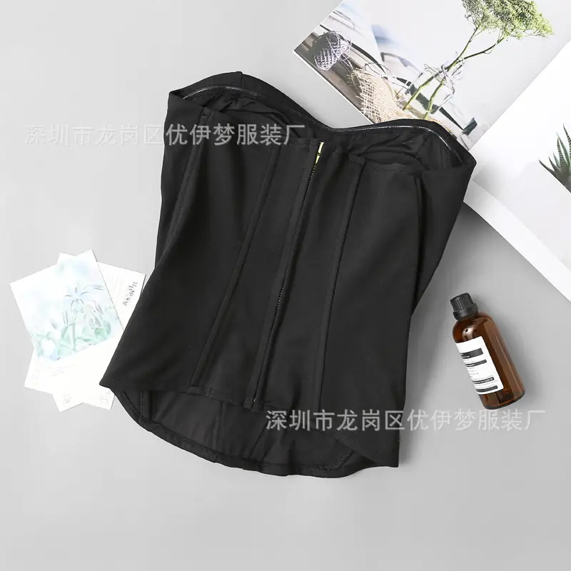 Black Strapless Camisole Vest for Women Summer Wear