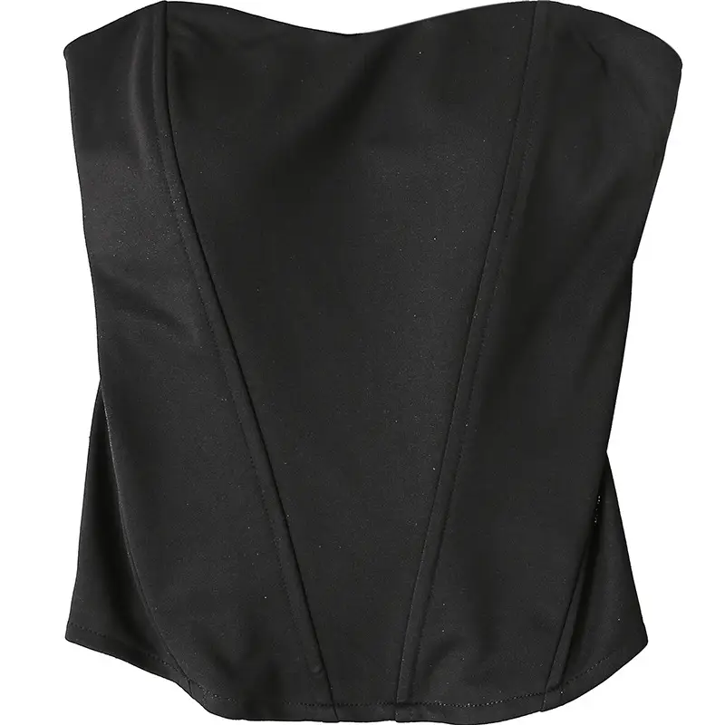 Black Strapless Camisole Vest for Women Summer Wear