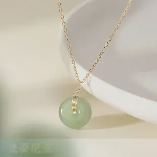 Xinjiang Hotan Jade Peace Buckle Necklace 18K Gold Plated — feature 12