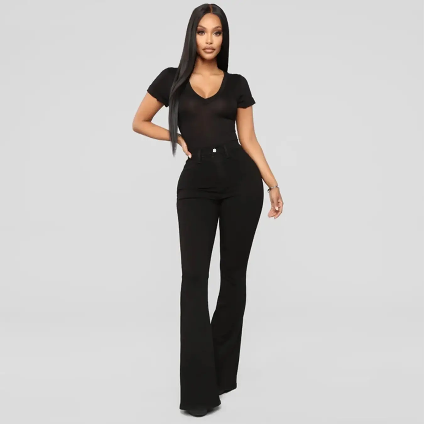 Women High Waist Stretch Slim Jeans Blue