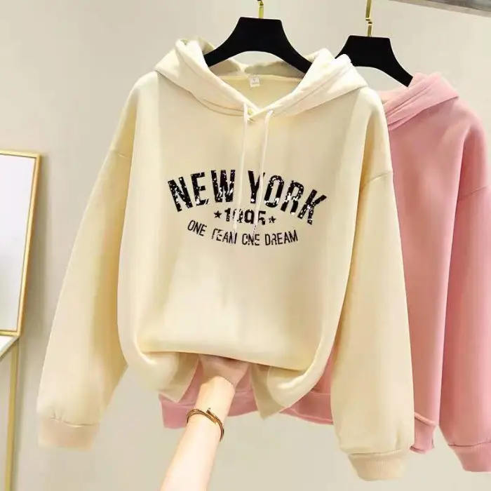 Pink Fleece Lined Hooded Sweatshirt Women Large - Image 30