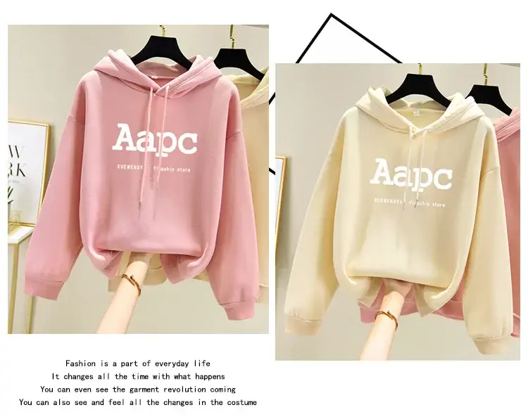Pink Fleece Lined Hooded Sweatshirt Women Large — feature 10