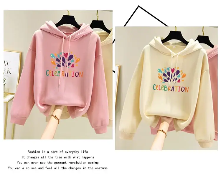 Pink Fleece Lined Hooded Sweatshirt Women Large — feature 8