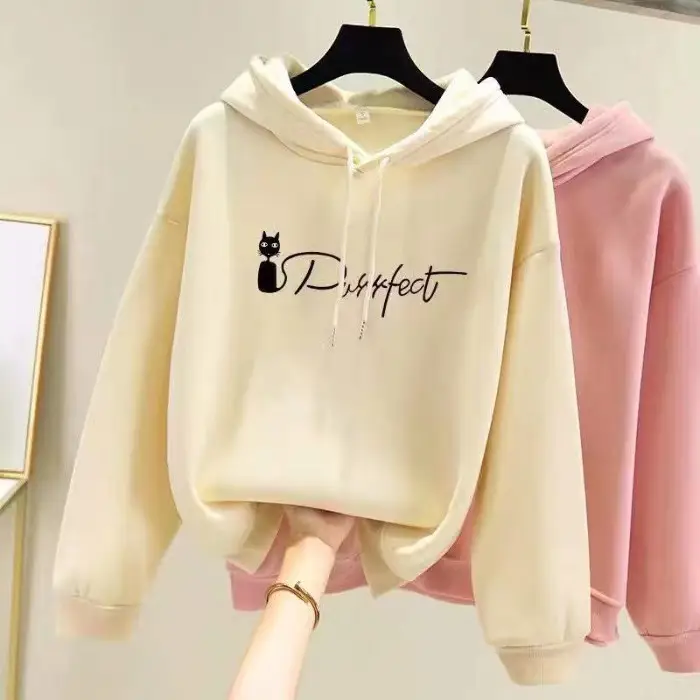Pink Fleece Lined Hooded Sweatshirt Women Large - Image 10