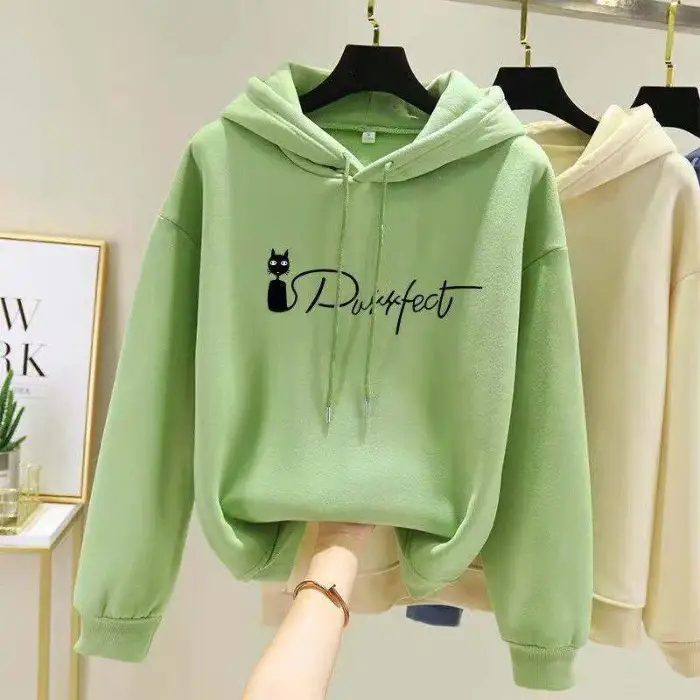 Pink Fleece Lined Hooded Sweatshirt Women Large - Image 11