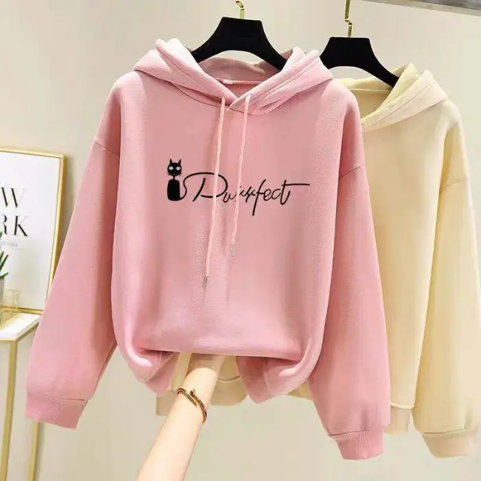 Pink Fleece Lined Hooded Sweatshirt Women Large - Image 12
