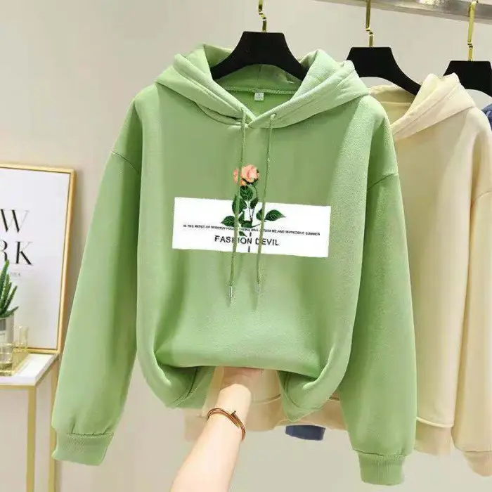 Pink Fleece Lined Hooded Sweatshirt Women Large - Image 13