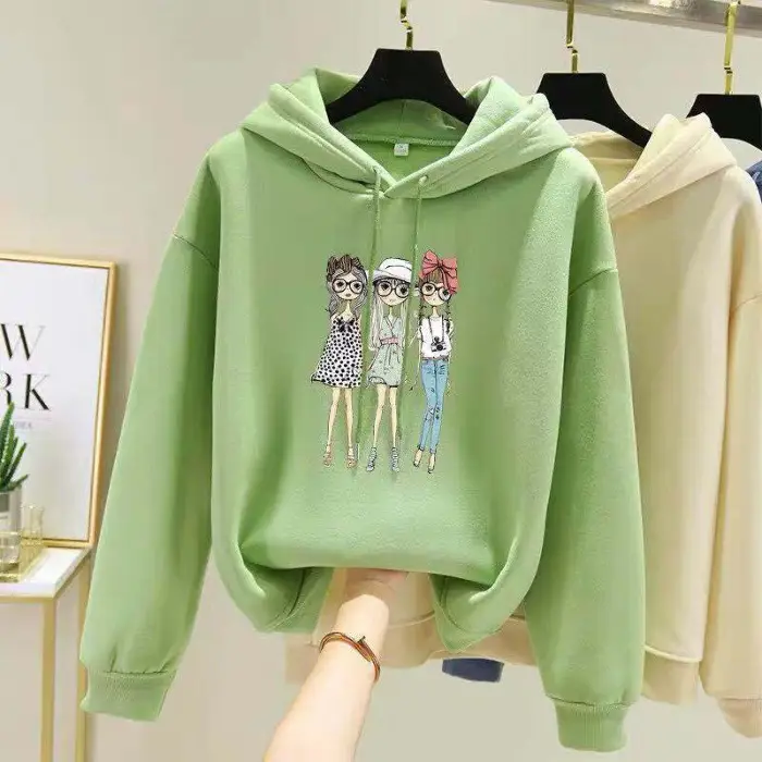 Pink Fleece Lined Hooded Sweatshirt Women Large - Image 15