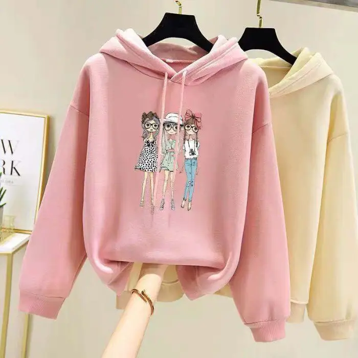 Pink Fleece Lined Hooded Sweatshirt Women Large - Image 16