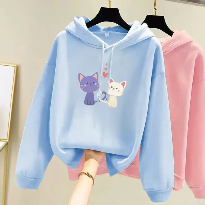 Pink Fleece Lined Hooded Sweatshirt Women Large - Image 17