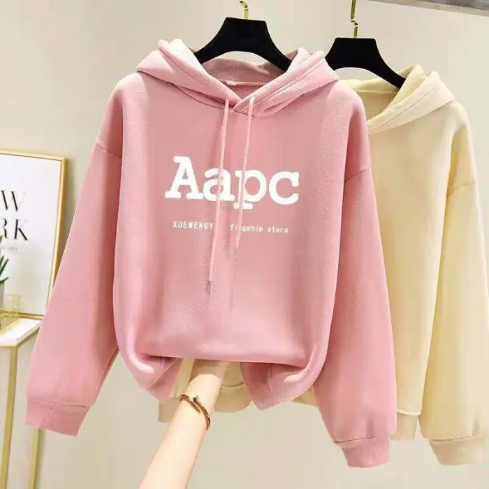 Pink Fleece Lined Hooded Sweatshirt Women Large - Image 2