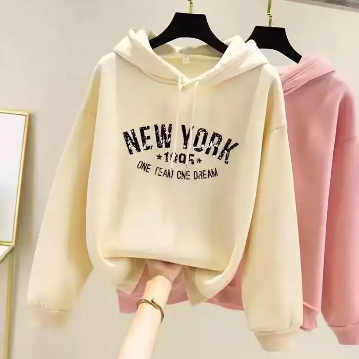 Pink Fleece Lined Hooded Sweatshirt Women Large - Image 23