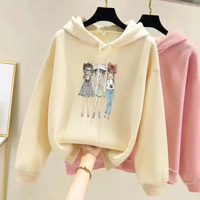 Pink Fleece Lined Hooded Sweatshirt Women Large - Image 25