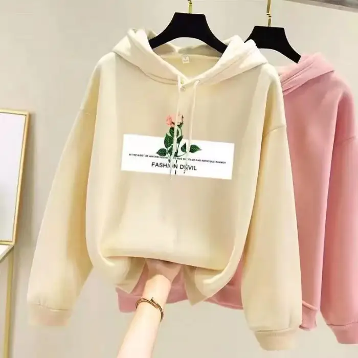 Pink Fleece Lined Hooded Sweatshirt Women Large - Image 28