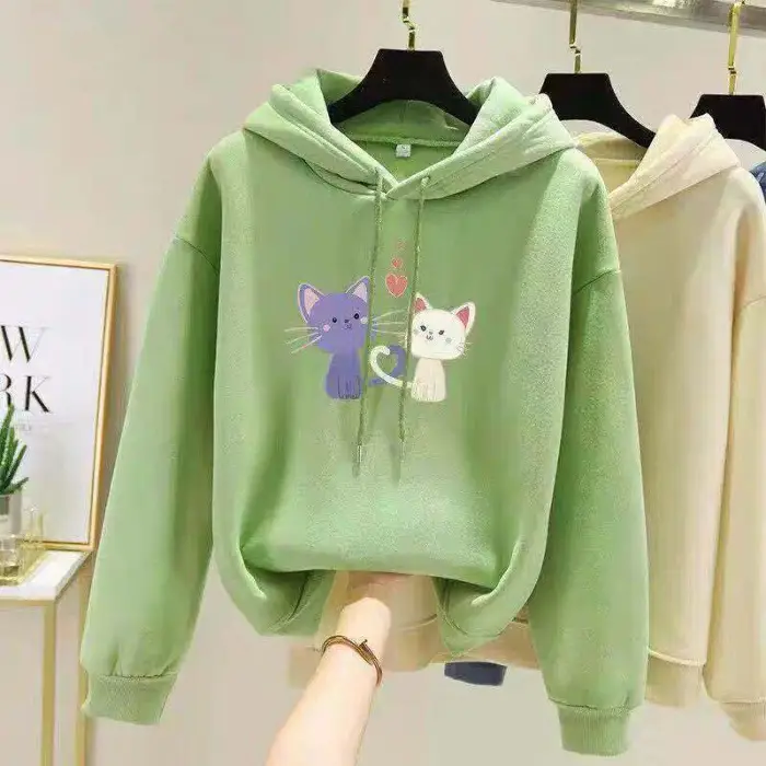 Pink Fleece Lined Hooded Sweatshirt Women Large - Image 7