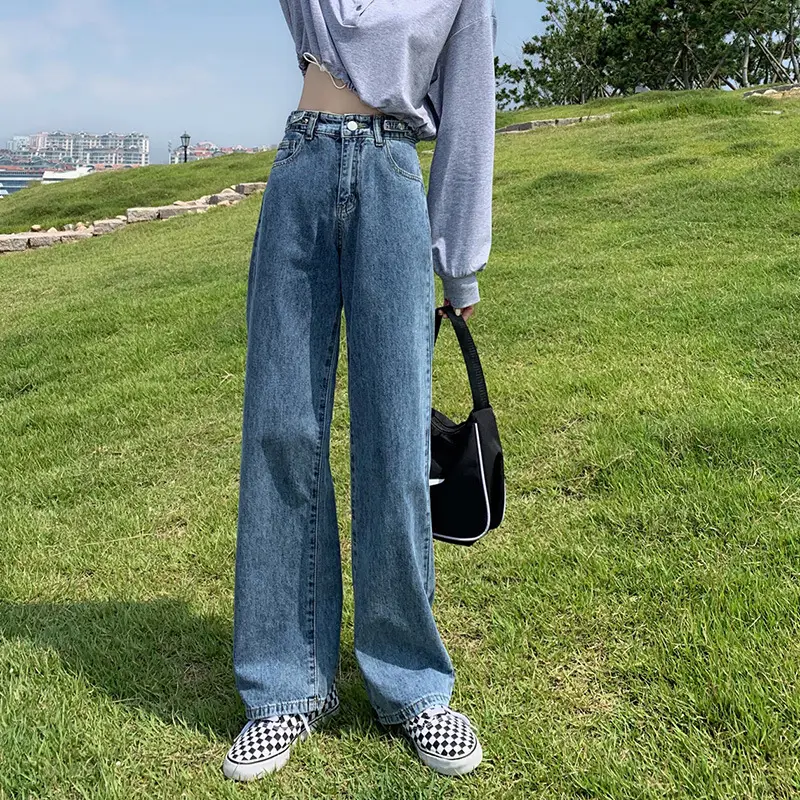 Women Wide Leg Jeans High Waist Slim Fit 2021 - Image 2