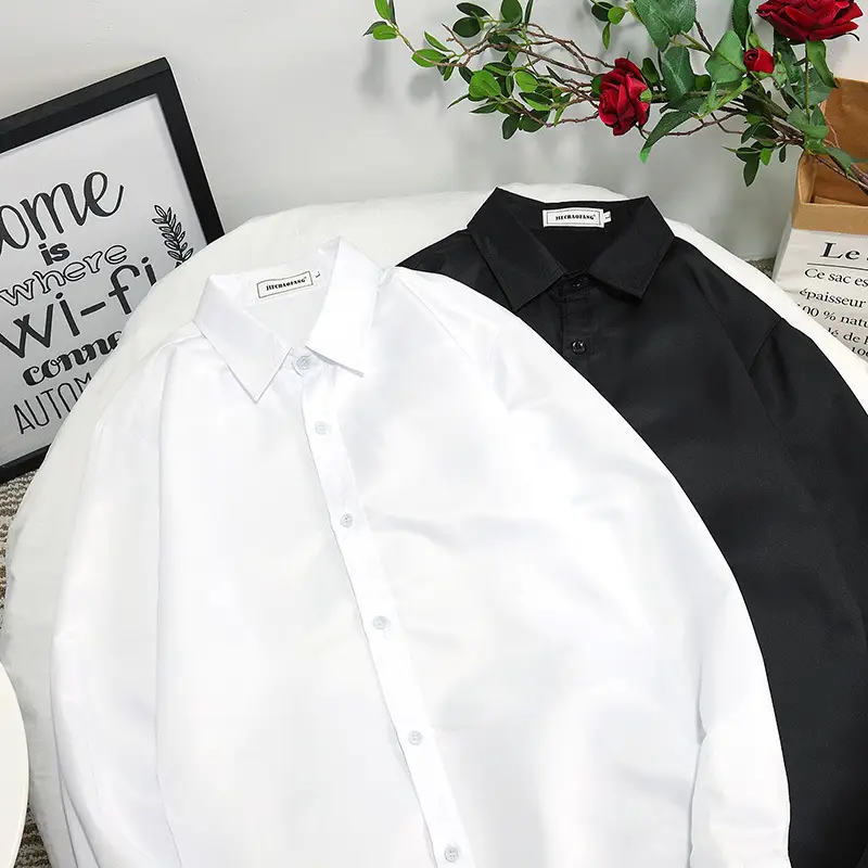 Men Slim Fit Light Blue Button Collar Shirt - Image 9