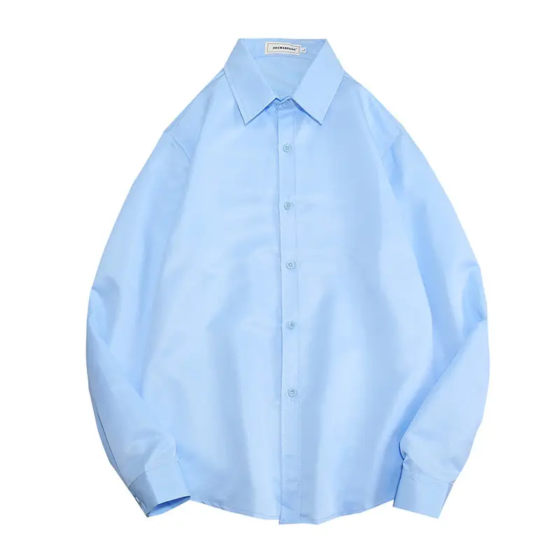Men Slim Fit Light Blue Button Collar Shirt - Image 10