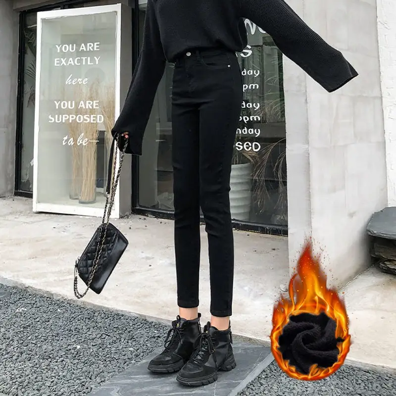 Women Skinny Jeans High Waist Slimming Fleece Lined 2020 - Image 2