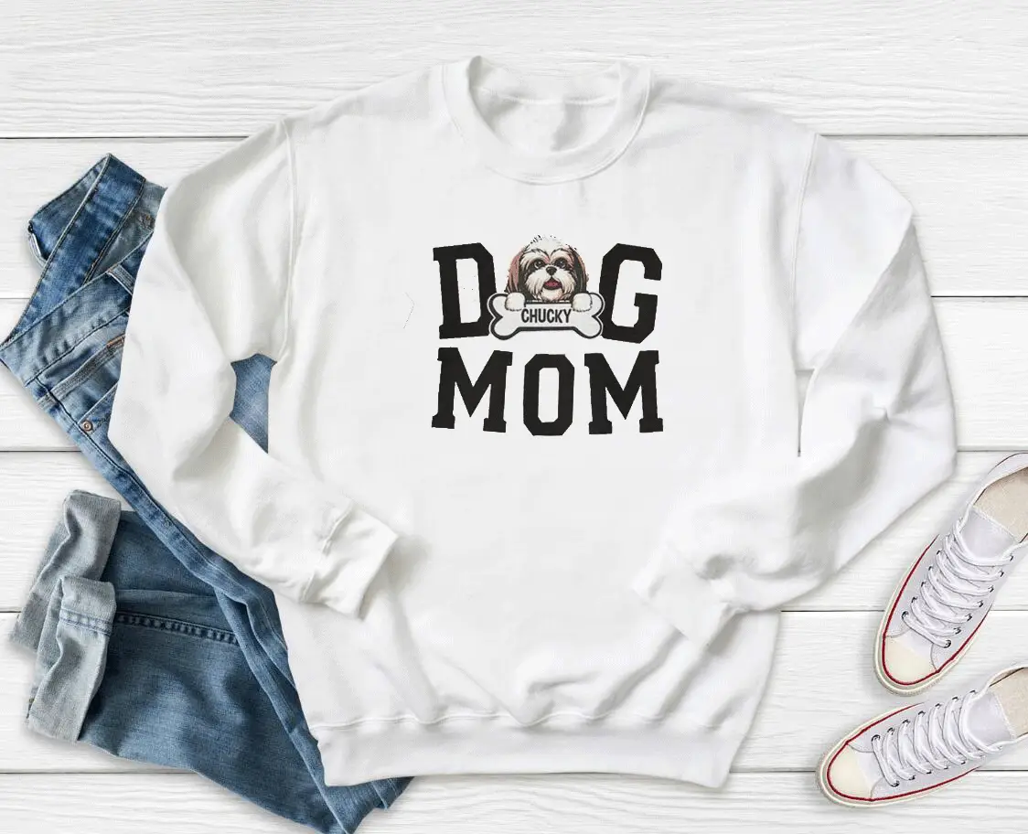 Yellow Dog Mom Round Neck Sweatshirt