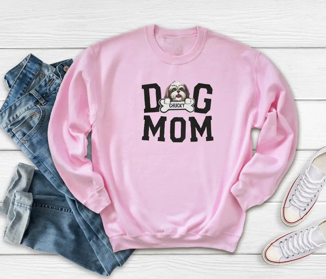 Yellow Dog Mom Round Neck Sweatshirt