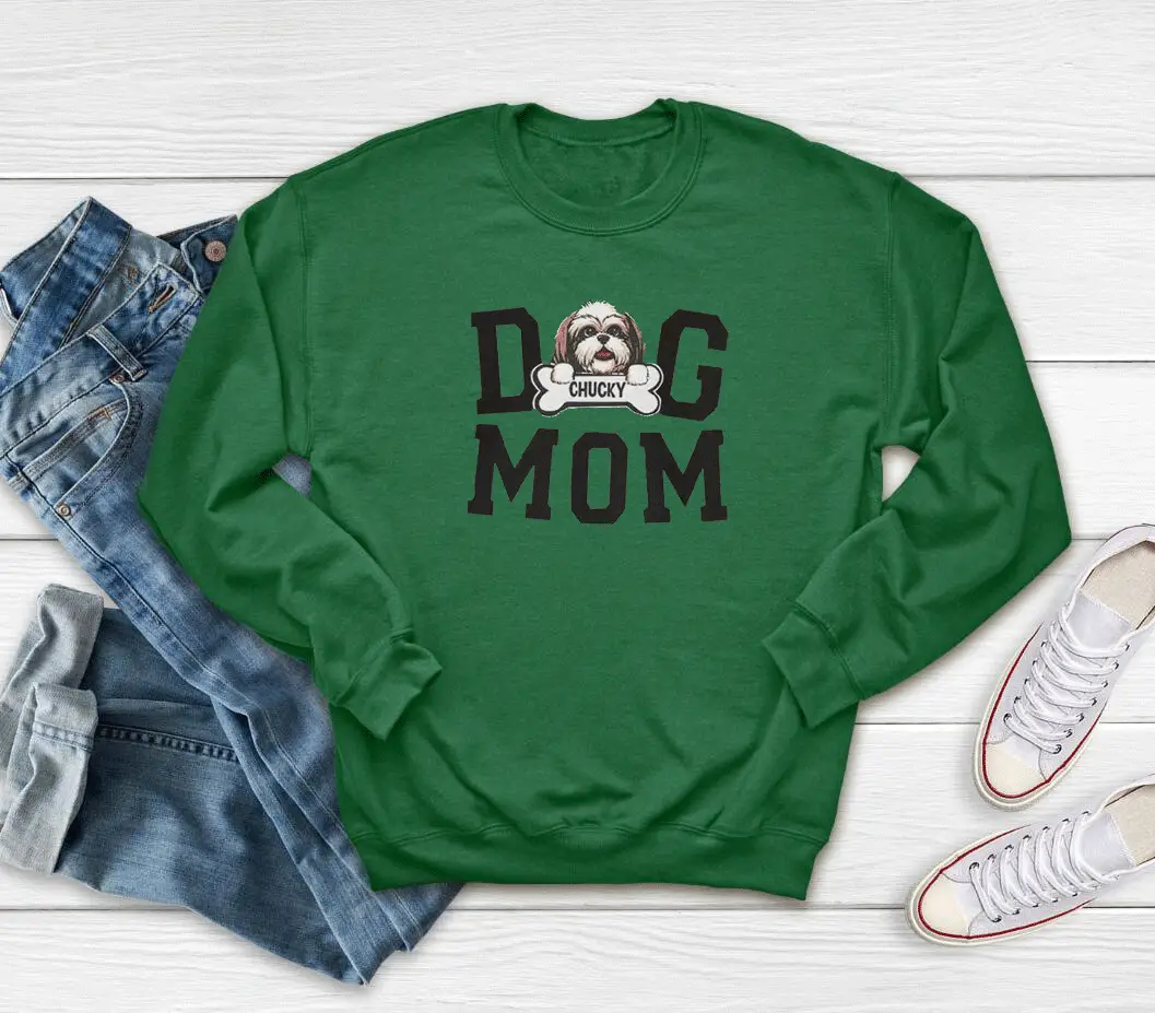 Yellow Dog Mom Round Neck Sweatshirt