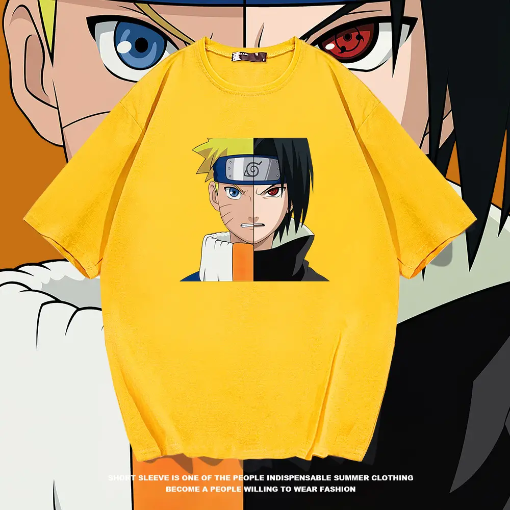 Naruto Sasuke Men Cotton T-Shirt Blue Loose Fit