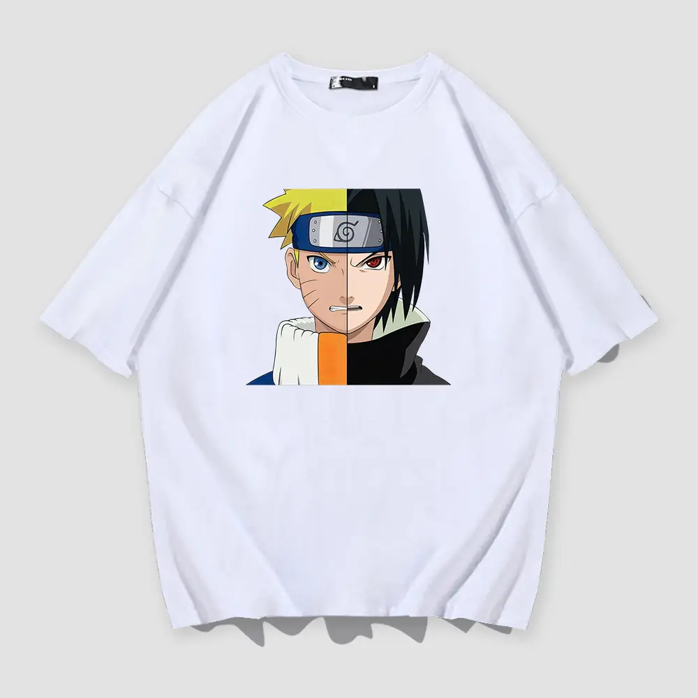 Naruto Sasuke Men Cotton T-Shirt Blue Loose Fit