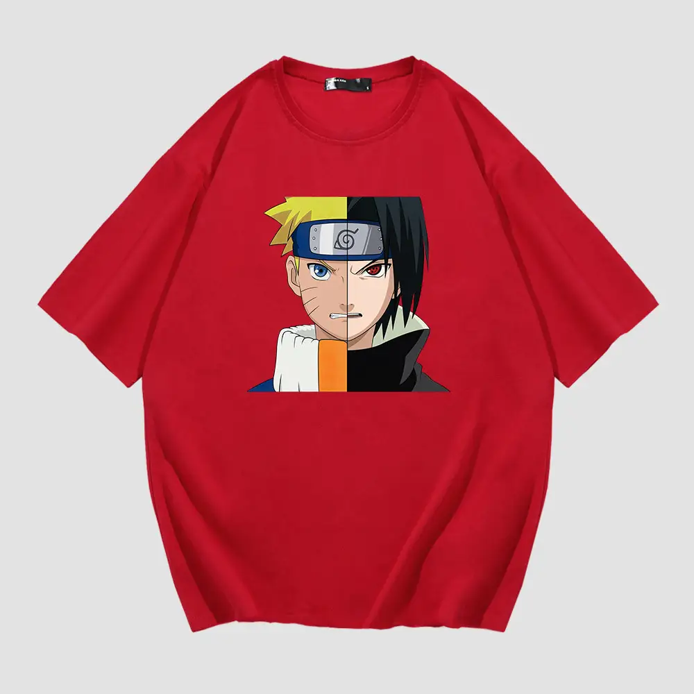Naruto Sasuke Men Cotton T-Shirt Blue Loose Fit