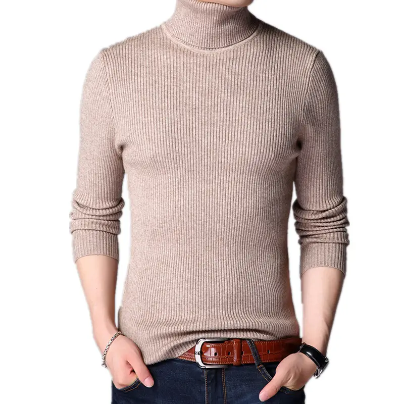 Men Woolen Turtleneck Sweater White Slim Fit - Image 8