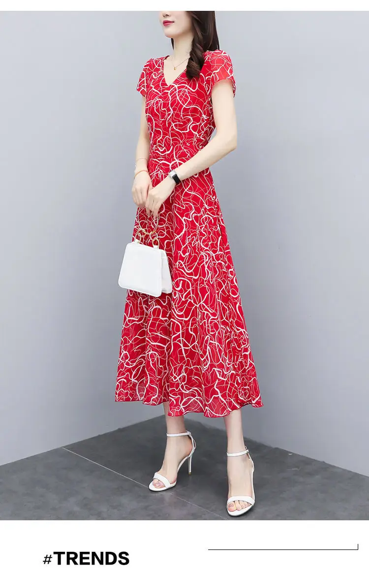 2021 Red Floral Gown Dress Large Size Slimming Elegant — feature 10