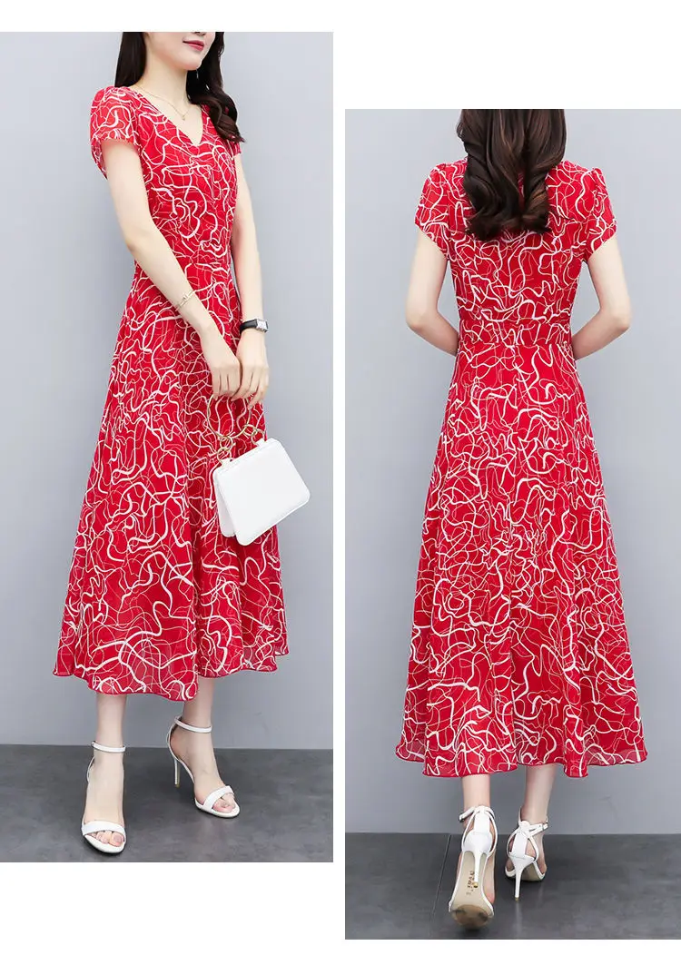 2021 Red Floral Gown Dress Large Size Slimming Elegant — feature 11
