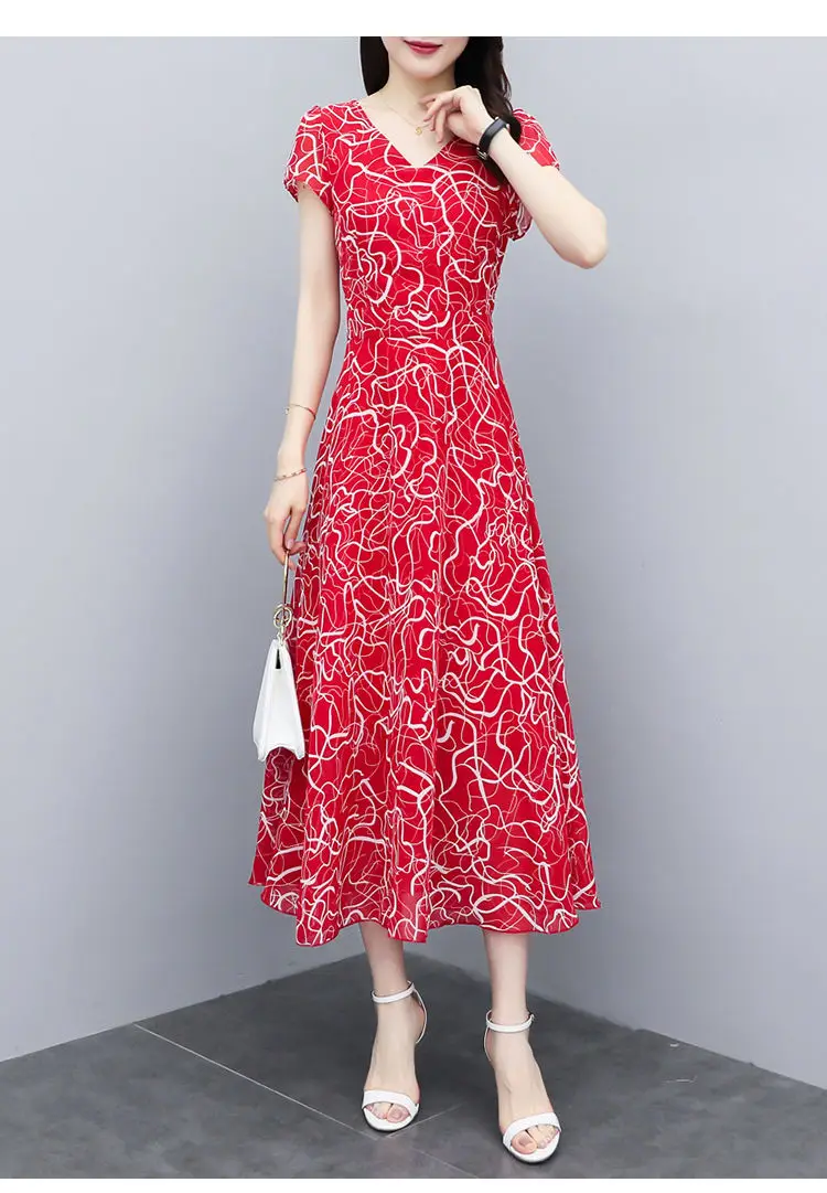 2021 Red Floral Gown Dress Large Size Slimming Elegant — feature 8