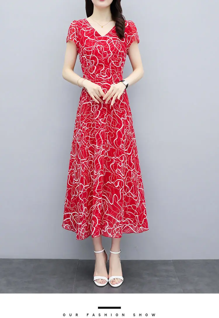 2021 Red Floral Gown Dress Large Size Slimming Elegant — feature 9