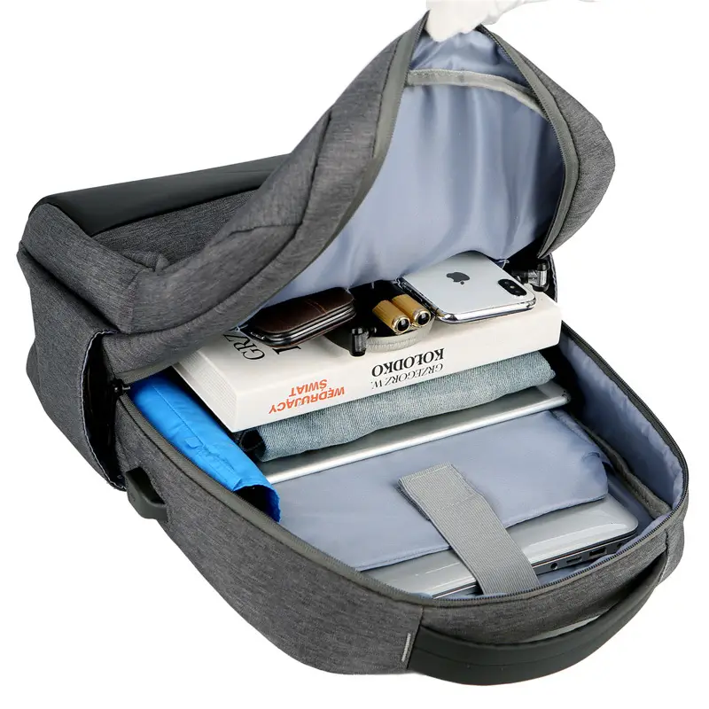 Men's Grey Laptop Backpack with Zip Pocket - Image 7