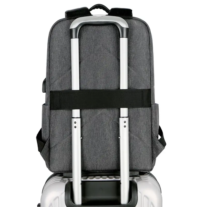Men's Grey Laptop Backpack with Zip Pocket - Image 8