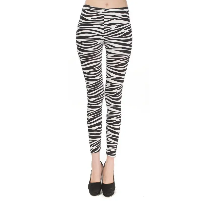 Zebra Print Slim Fit Leggings Women's Outerwear - Image 12