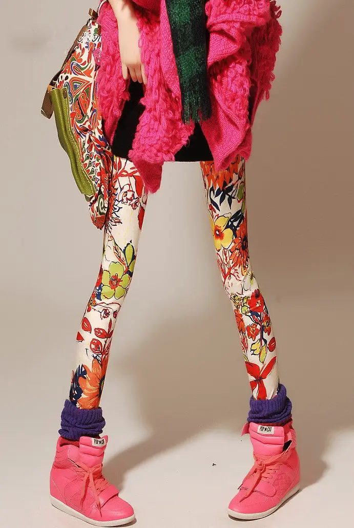 Zebra Print Slim Fit Leggings Women's Outerwear - Image 7