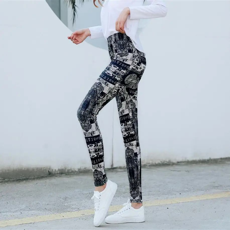Printed Women's Leggings with Elastic Waistband - Image 2