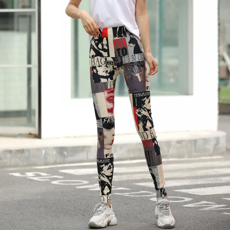 Printed Women's Leggings with Elastic Waistband - Image 4